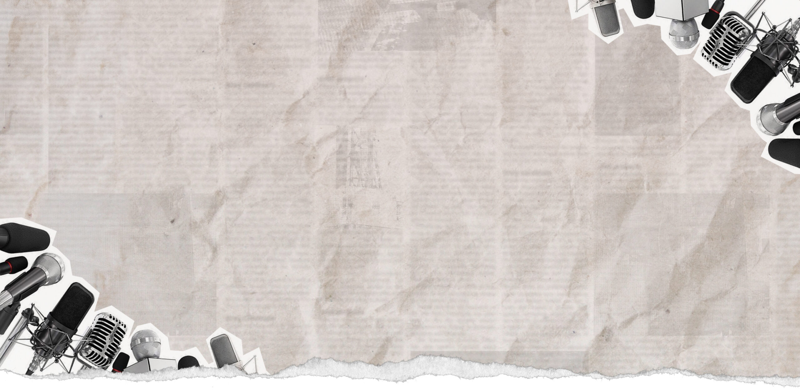 paper texture with microphone collage cutouts coming from corners